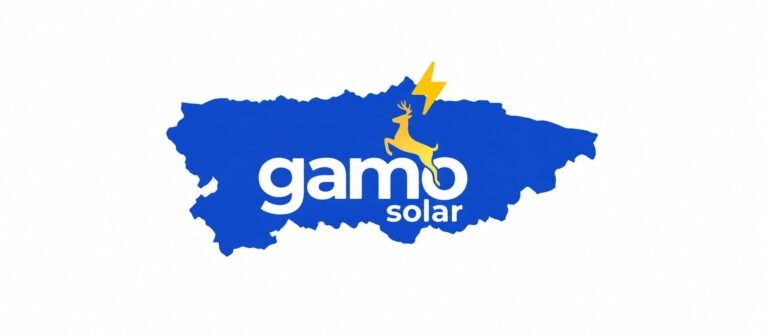 Mapa de Asturias con el logotipo de Gamo Solar