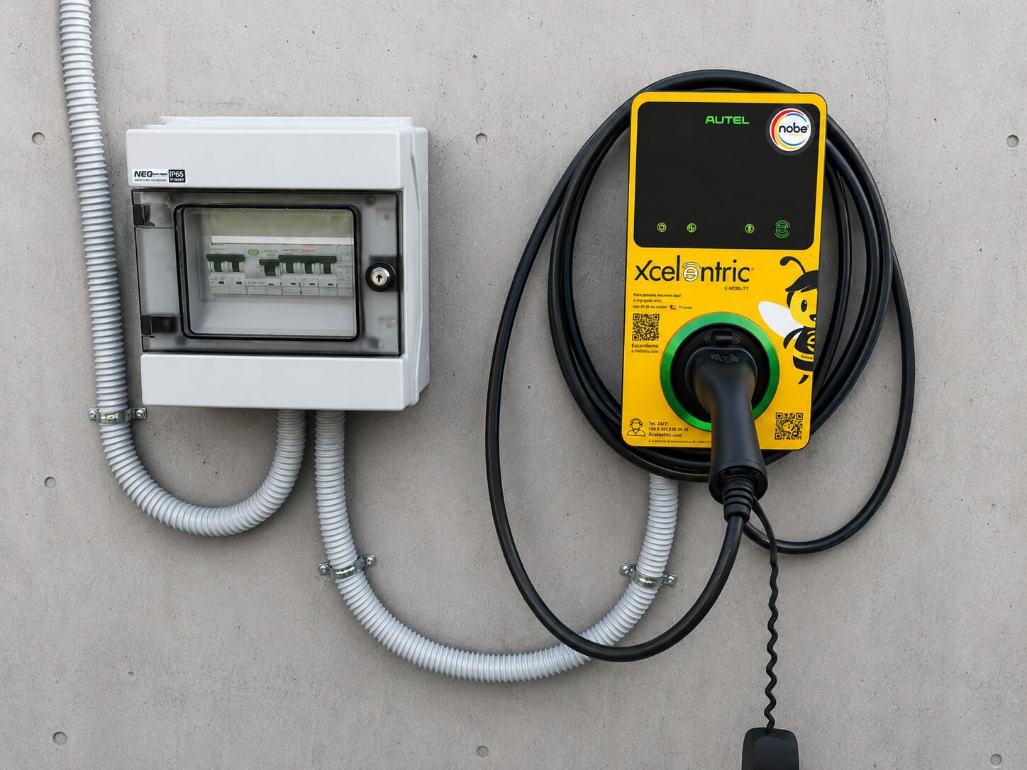 Cargador para vehículo eléctrico AUTEL instalado por Gamo Solar para una empresa