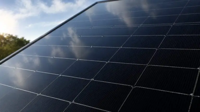 Detalle de un módulo fotovoltaico premium full black con células solapadas tipo teja — Gamo Solar