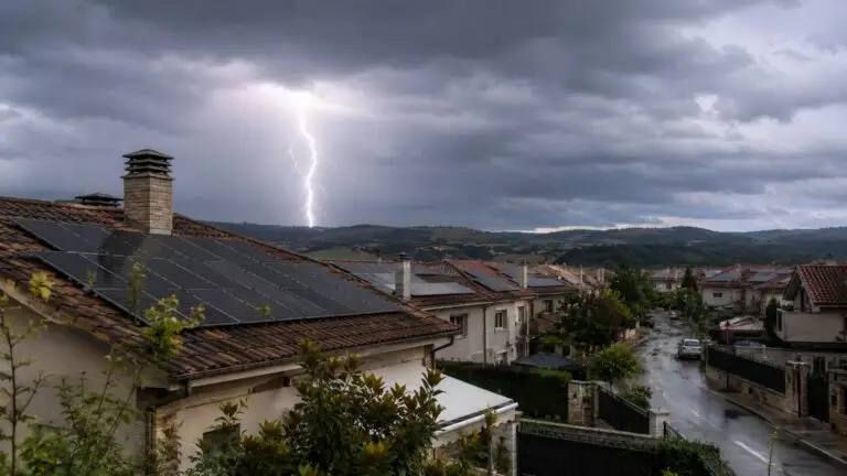 Tormenta eléctrica sobre viviendas con paneles fotovoltaicos: riesgo de sobretensiones — Gamo Solar